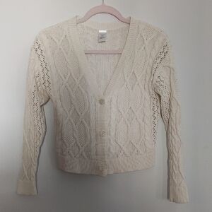 Nordstrom Cream Knit Kids Cardigan, Large, 10/12